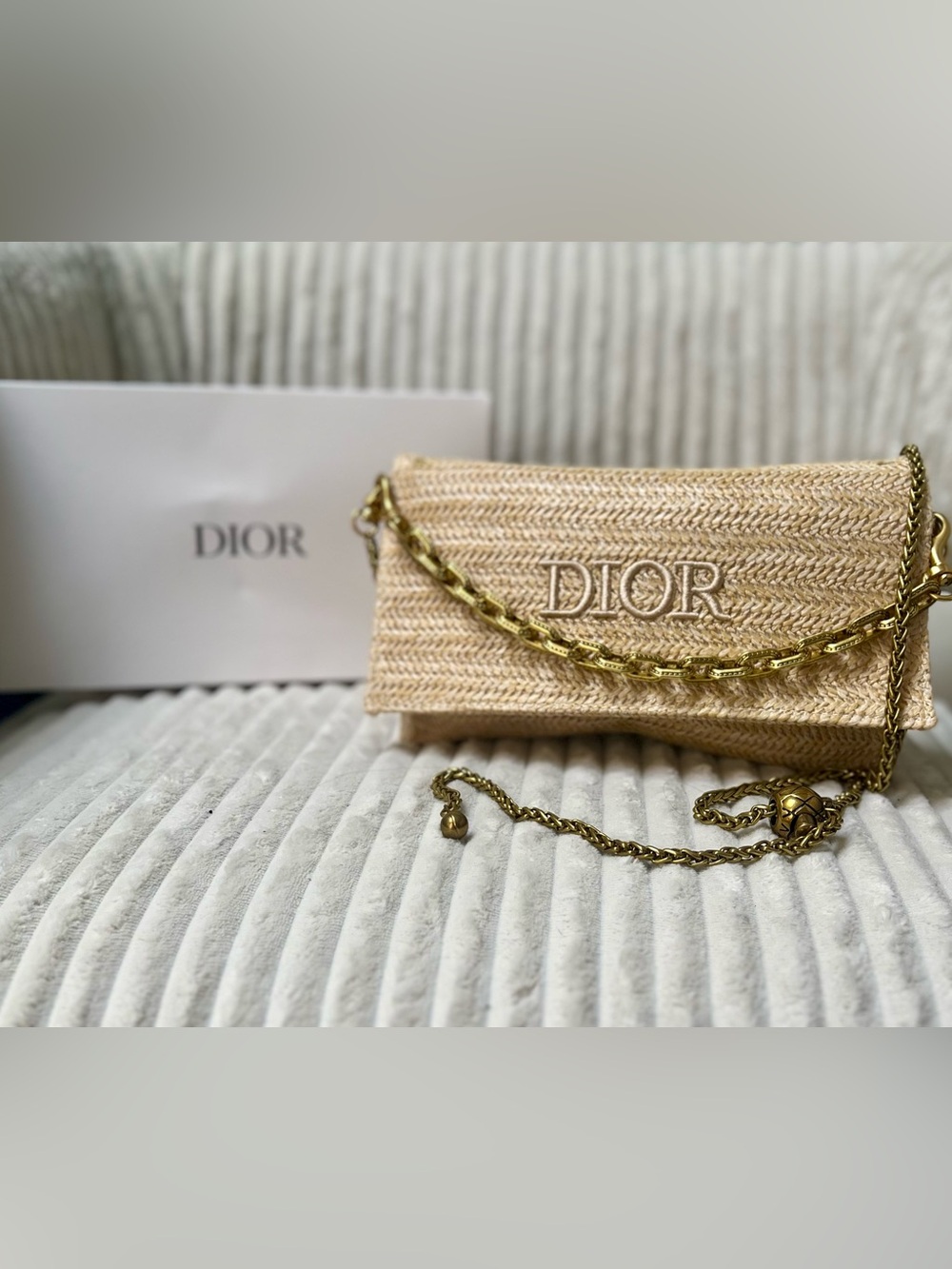 Dior Natural Raffia Upcycled Beauty to Crossbody with Removable Chains